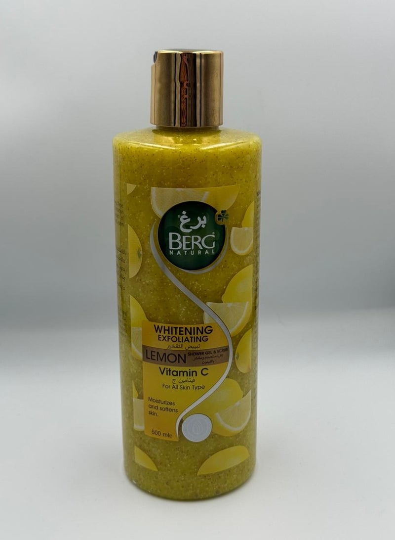 Berg Berg Natural Exfoliating Lemon & Vitamin C Shower Gel & Scrub – Dual Brightening + Softening (500 ml)