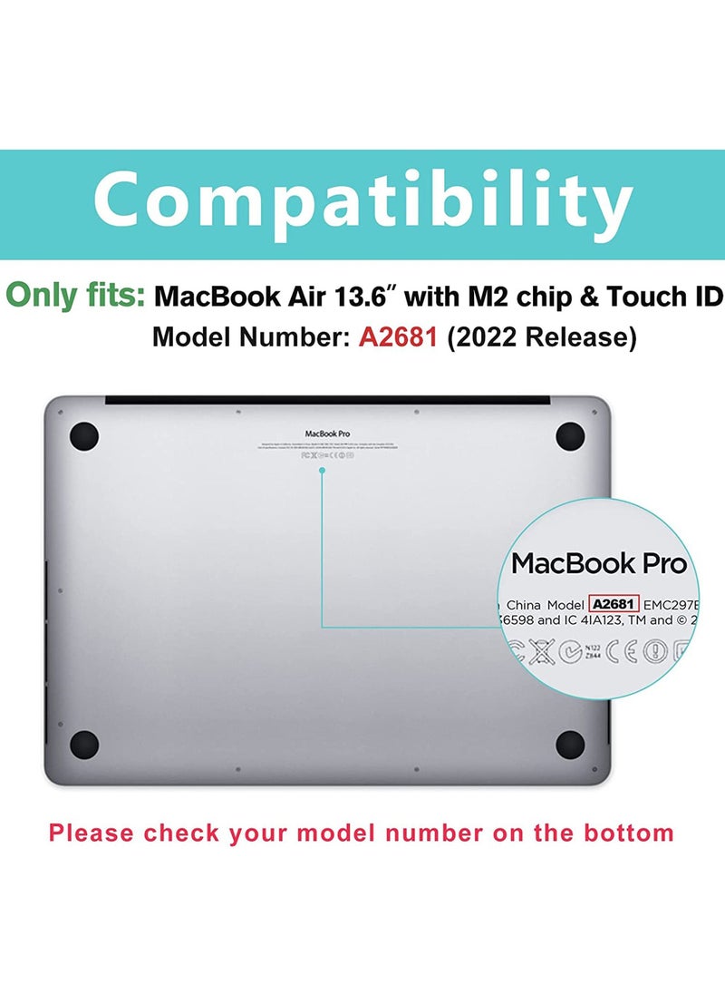 روك بو - جراب صلب لجهاز MacBook Air مقاس 13.6 بوصة 2022 إصدار A2681 مع غطاء واقٍ مزدوج الطبقة شديد التحمل بشريحة M2 مع مسند قابل للطي لـ 2022 MacBook Air 13.6 "مع معرف اللمس - Image 1