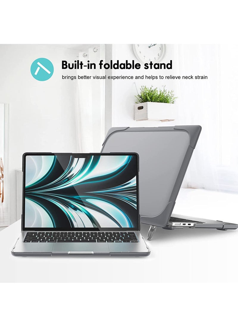 روك بو - جراب صلب لجهاز MacBook Air مقاس 13.6 بوصة 2022 إصدار A2681 مع غطاء واقٍ مزدوج الطبقة شديد التحمل بشريحة M2 مع مسند قابل للطي لـ 2022 MacBook Air 13.6 "مع معرف اللمس - Image 1
