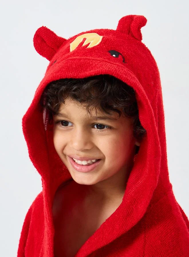 Styli Styli Red Solid Hooded Bath Robe