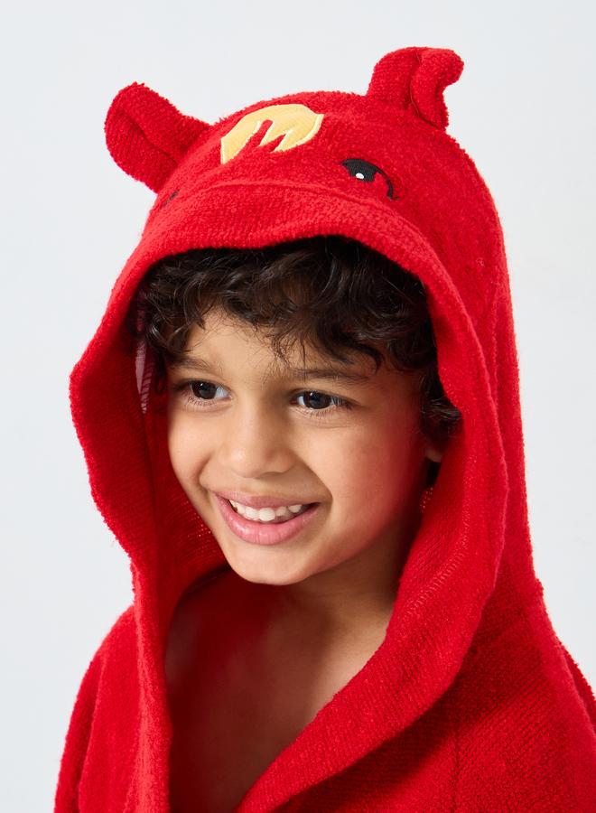 Styli Red Solid Hooded Bath Robe - Image 4