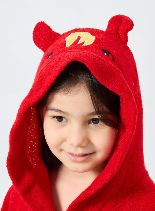 Styli Styli Red Solid Hooded Bath Robe