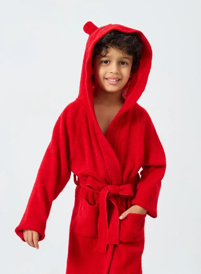 Styli Styli Red Solid Hooded Bath Robe