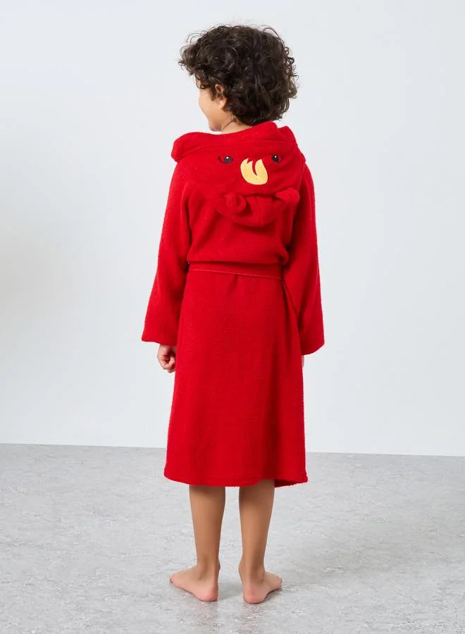 Styli Styli Red Solid Hooded Bath Robe