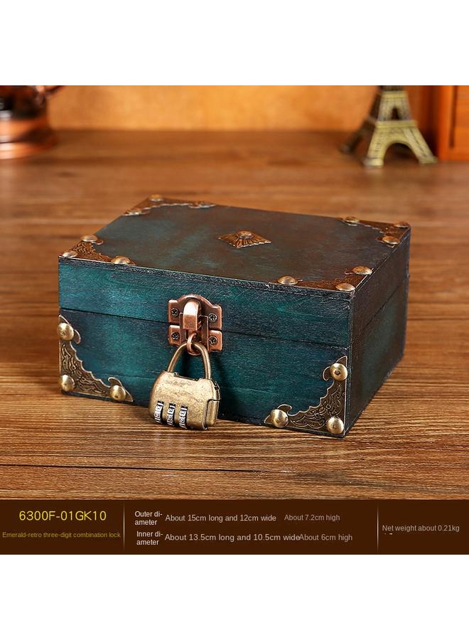 Bluejw Foreign Trade With Lock Plywood Wooden Box Vintage Storage Box Jewelry Necklace Box Photography Prop Box Packaging Box - Image 1