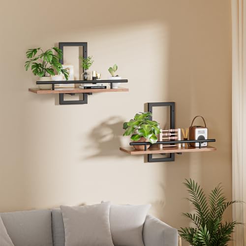 Sbosbo Floating Shelves for Wall, Plant Shelf Indoor, Wall Planters for Indoor Floating Plant Shelves for Bedroom, Living Room, Kitchen, Office, Bathroom Decor (2 Pack) (Black 02, 2) - Image 2