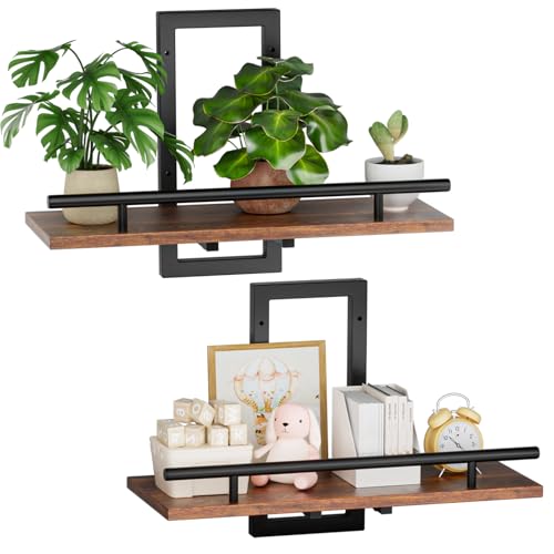 Sbosbo Floating Shelves for Wall, Plant Shelf Indoor, Wall Planters for Indoor Floating Plant Shelves for Bedroom, Living Room, Kitchen, Office, Bathroom Decor (2 Pack) (Black 02, 2) - Image 1