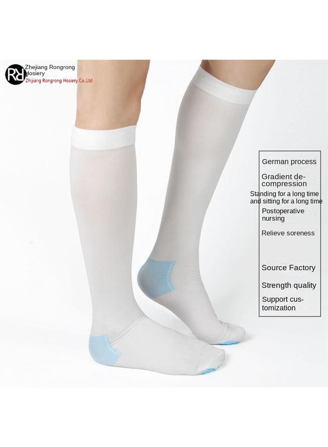 Bluejw First-class Compression Socks Anti-thrombus Elastic Socks Knee Socks Postoperative Observation Vein Compression Socks White Calf Socks  - Image 3