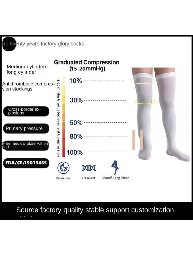 Bluejw First-class Compression Socks Anti-thrombus Elastic Socks Knee Socks Postoperative Observation Vein Compression Socks White Calf Socks  - Image 2