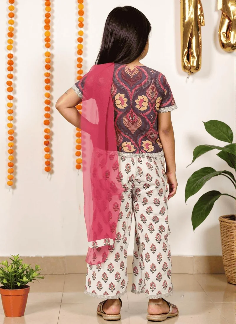 Nautinati Nautinati Red & White Festive Ethnic Set for Girls – Cotton Comfort & Style