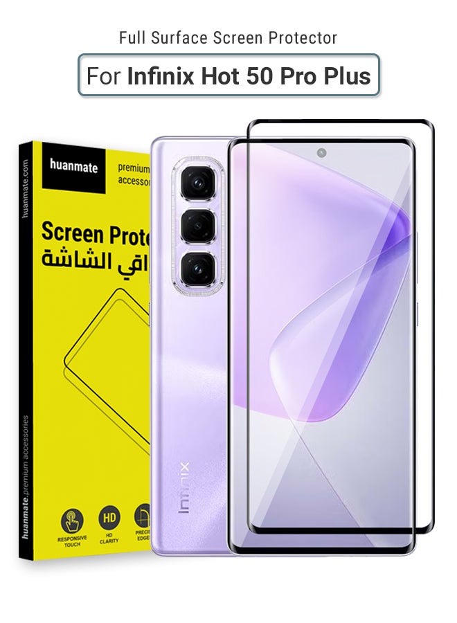 huanmate Infinix Hot 50 Pro Plus Screen Protector – Premium Edge to Edge Tempered Glass, High Transparency, Delicate Touch, Anti-Explosion, Smooth Arc Edges, Easy Installation  - Image 1