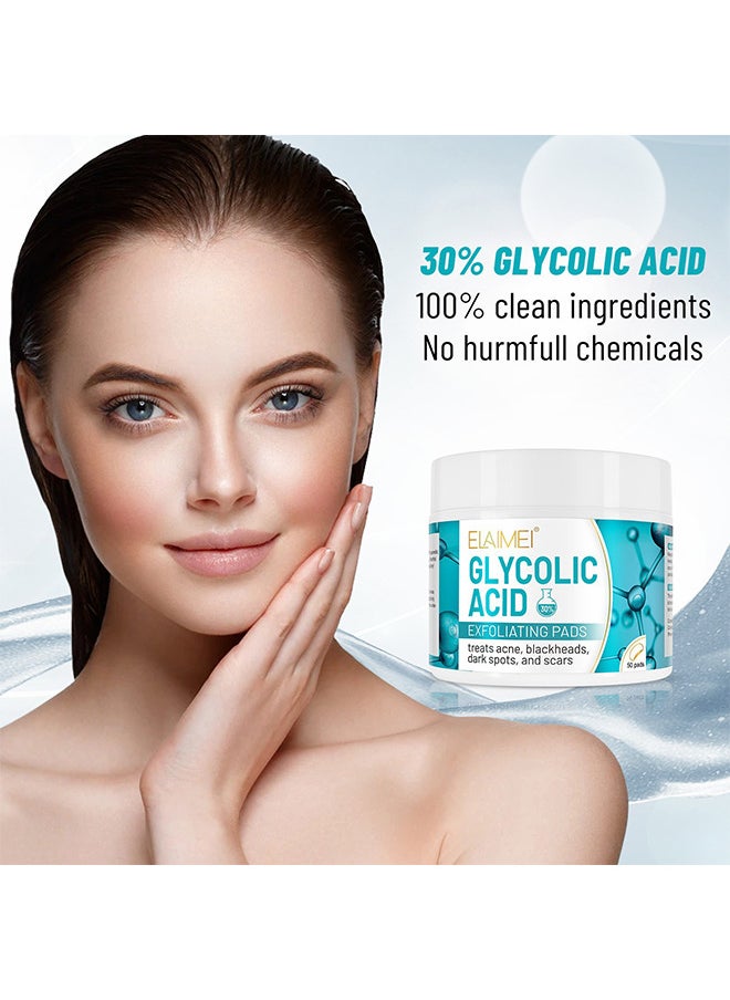Elaimei 30% Glycolic Acid Pads Wipes For Skin Care Exfoliating Cleansing, Face Pore Cleaner Minimizer Acne Treatment, Chemical Peel Solution For Dark Spots, Breakouts, Scars, Reduce Wrinkle Lines, 50 Pads  - Image 5