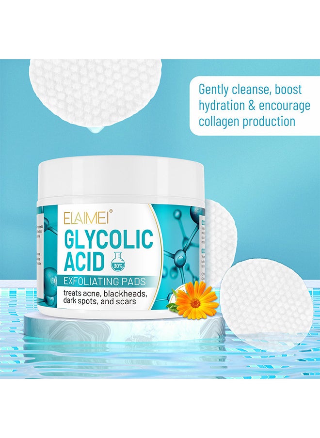Elaimei 30% Glycolic Acid Pads Wipes For Skin Care Exfoliating Cleansing, Face Pore Cleaner Minimizer Acne Treatment, Chemical Peel Solution For Dark Spots, Breakouts, Scars, Reduce Wrinkle Lines, 50 Pads  - Image 3