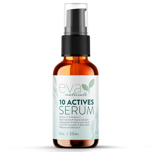 Eva Naturals 10 Actives Facial Serum 1oz  Radiance  Tone Enhancing Complex  With Niacinamide Vitamin C and Hyaluronic Acid  Hydrating and Brightening Serum for All Skin Types