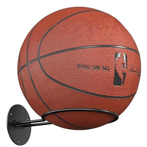 jockcaras Basketball Wall Mount, Wall Basketball Holder, Boys Room Decor, Black - Image 1