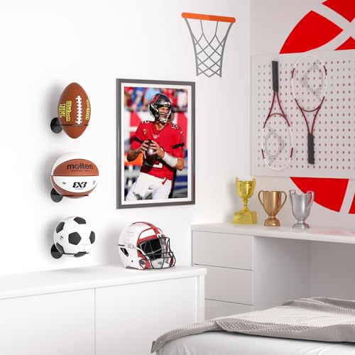 jockcaras Basketball Wall Mount, Wall Basketball Holder, Boys Room Decor, Black - Image 3