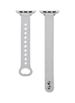 PROMASS Double Nail Replacement Strap Watchband For Apple Watch Series 7 45mm/6 & Se & 5 & 4 44mm/3 & 2 & 1 42mm Grey 