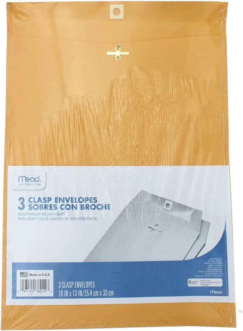 Mead Cambridge Limited Clasp Envelopes, Heavyweight, 10x13, Brown Kraft - Image 3