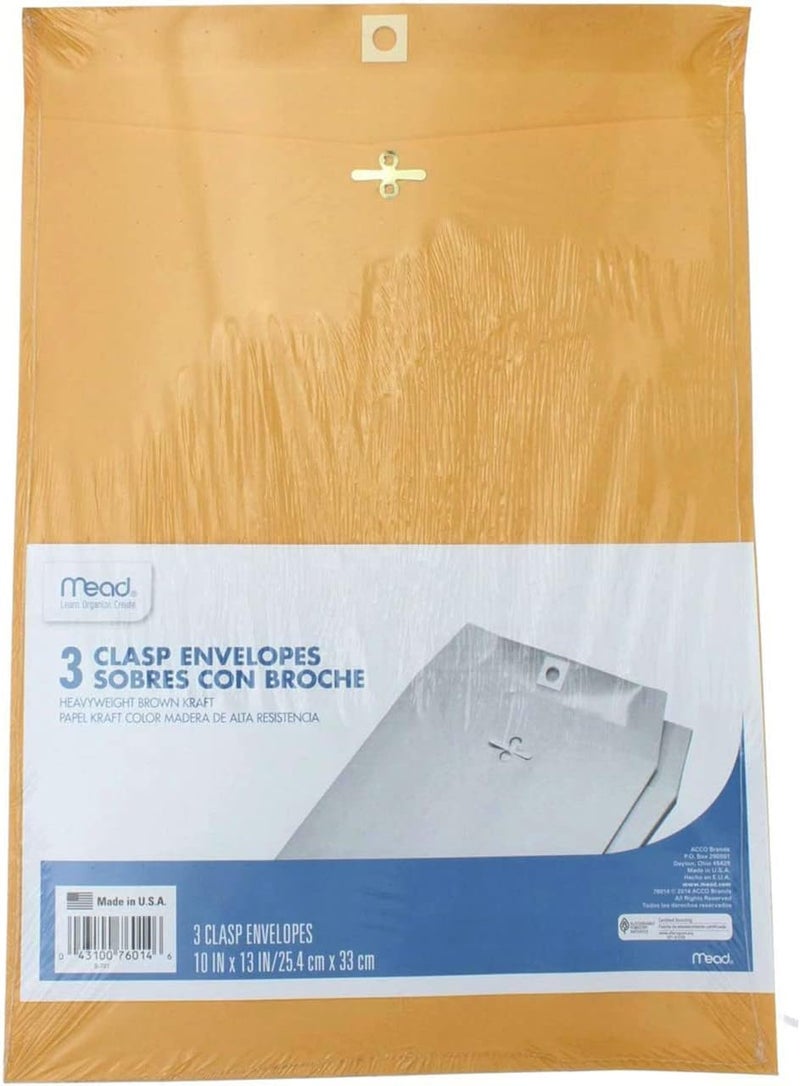 Mead Cambridge Limited Clasp Envelopes, Heavyweight, 10x13, Brown Kraft - Image 1