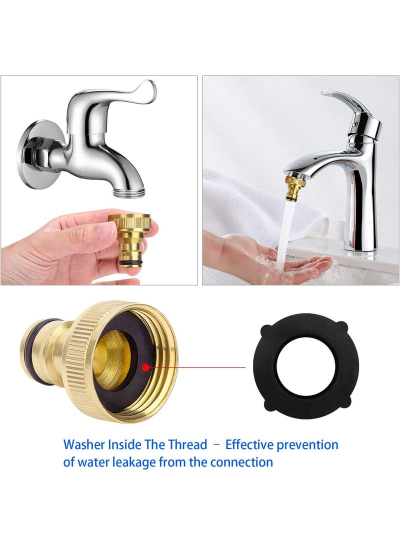 4 أطقم خرطوم حديقة توصيل سريع 3/4 بوصة GHT خراطيم حديقة نحاس صلب للذكور والإناث - Image 1
