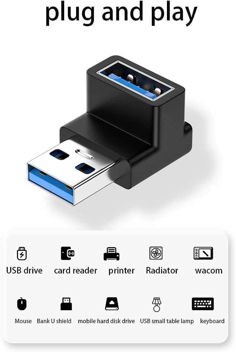 Tobo 90 Degree USB 3.2 Adapter Up and Down Angle Type A Male to Female Connector USB L Shape Extender Supports 10Gbps Data Transfer & Charging PC, Laptop, Hard Drive, Keyboard (TD-1075TC) - Image 4