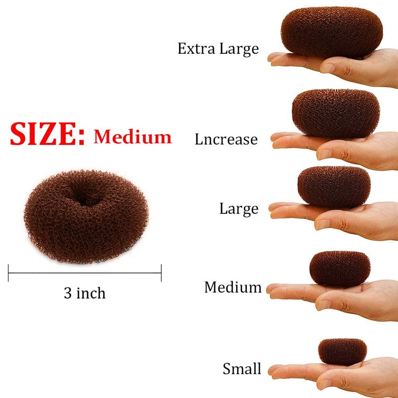 NICEMOVIC Bun Maker, 2PCS Medium Hair Donut Shaper, Ring Style Bun for Short and Thin Hair (3 Inch/Brown) - Image 2