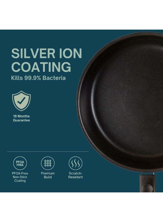 NIRLEP NutriHealth 27cm Tapered Fry Pan | Silver Ion Coating, Sturdy Handles, PFOA Free, 5 Layered Coating | To Sauté, Shallow Fry, Make Curries, Steam & Cook Vegetables, Paneer, Meat & Pasta - Image 3