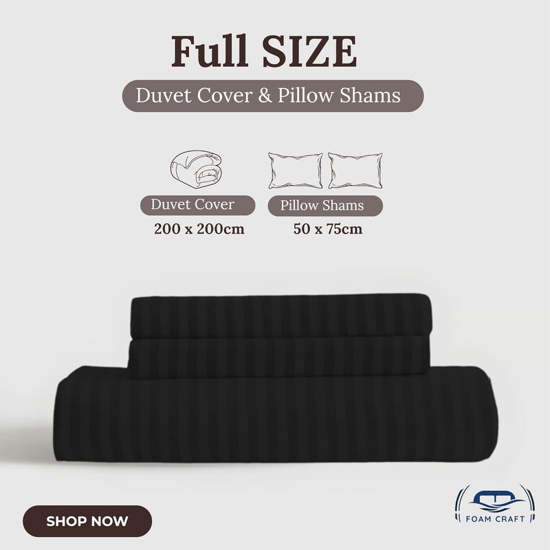 FOAM CRAFT® Stripe 3-Piece Duvet Cover Set - Black, Full (200 x 200cm) - Image 2