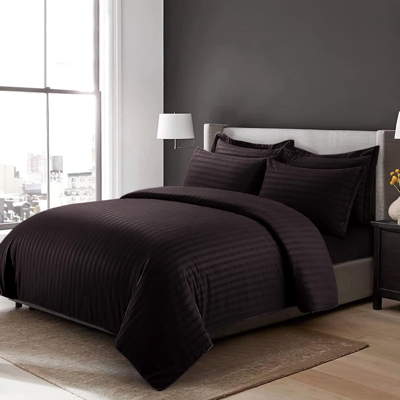 FOAM CRAFT® Stripe 3-Piece Duvet Cover Set - Black, Full (200 x 200cm) - Image 1