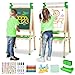 JOYOOSS Easel for Kids Adjustable Wooden Art Easel with Paper RollMagnetic Double Sided Dry Erase BoardOutdoor Easel for ToddlersGreen - Image 3