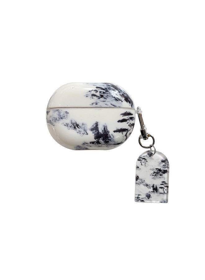 Loquat Suitable For HuaweiFreebuds5 Bluetooth HeadSEt Protective Cover Se2/4/5i/pro2 Cartoon Soft Shell Cute And Creative-Color:IMD Soft Shell-white Landscape Painting (with Pendant)-Model:For HuaweiFreebu  - Image 1