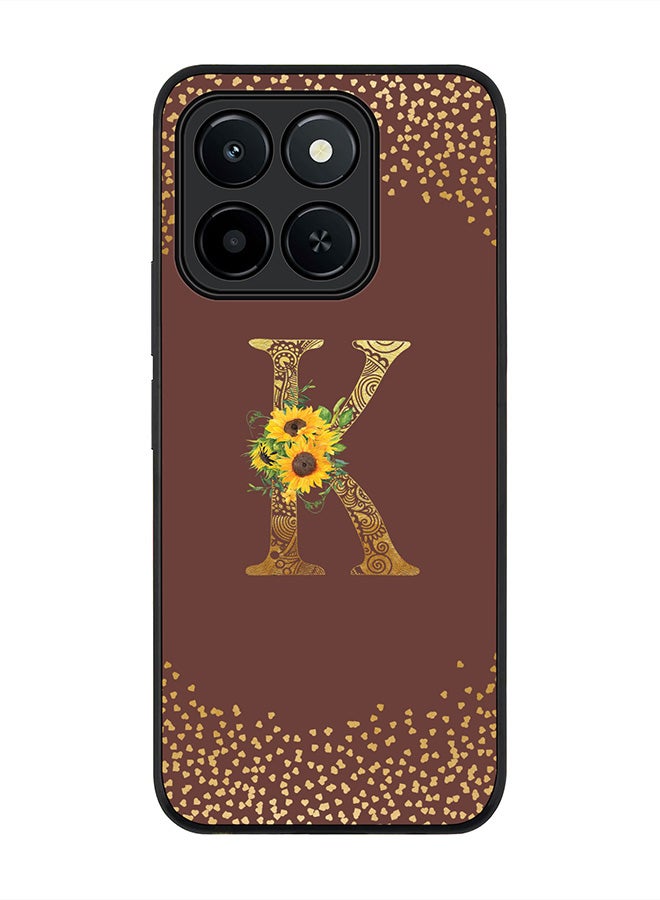 Stylizedd For Honor X6c Case,Slim fit Camera Protection, Shockproof Thin Phone cover  - Custom Floral Monogram - K  (Brown )