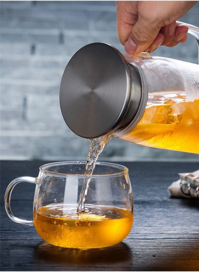 HOOPZOZA 1.5L Glass Pitcher with Lid Water Jug Juice and Iced Tea Beverage Carafe  - Image 2