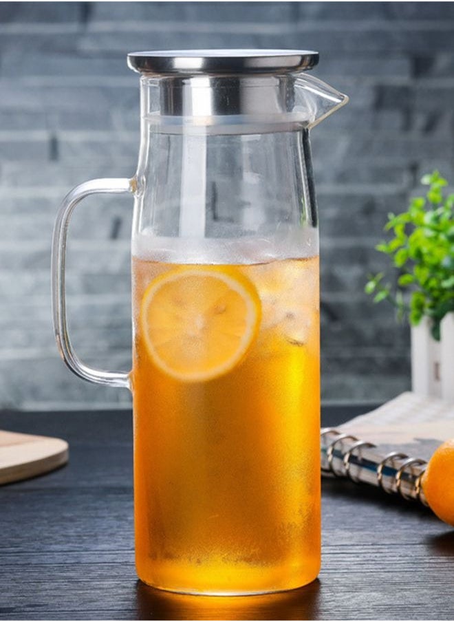 HOOPZOZA 1.5L Glass Pitcher with Lid Water Jug Juice and Iced Tea Beverage Carafe  - Image 5