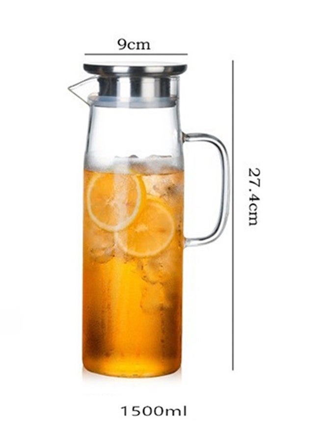 HOOPZOZA - 1.5L Glass Pitcher with Lid Water Jug Juice and Iced Tea Beverage Carafe - Image 1