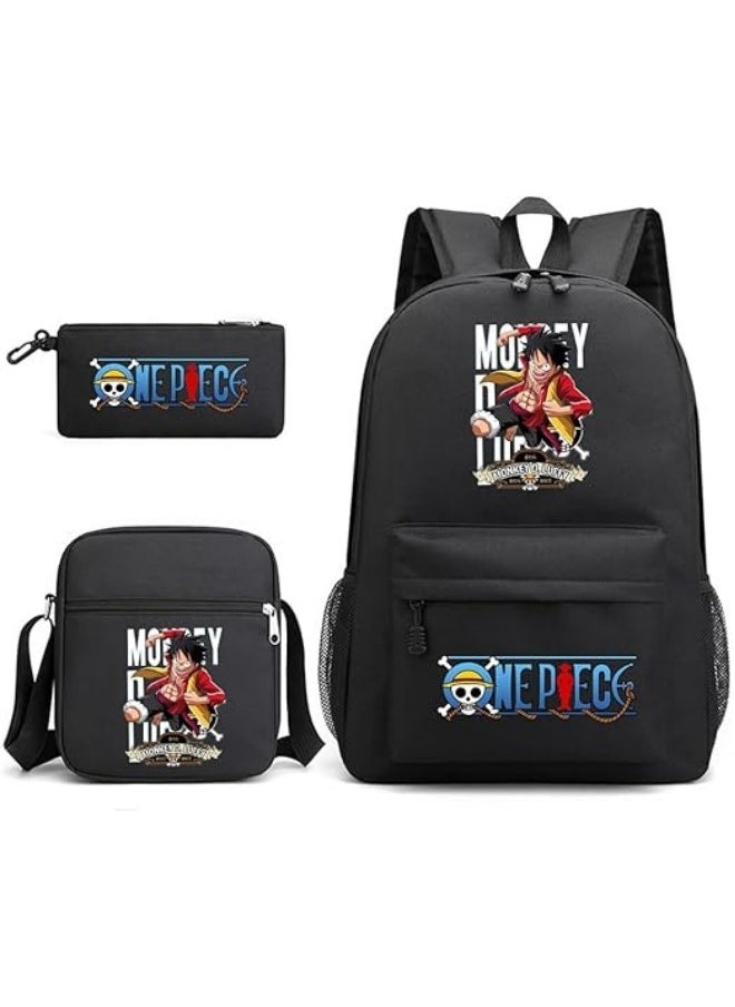 general 3PCS Backpack Set,One Piece School Backpack,Large Capacity Casual Backpack with Lunch Bag and Pencil case for Boys Girls Students
