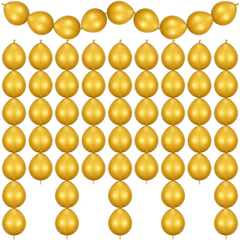 Skylety 80 Pcs Link Balloons Latex Needle Tail Balloons for Wall Arch Chains Birthday Wedding Anniversary Graduation Christmas Party Decorations(10 Inches,Gold) - Image 1