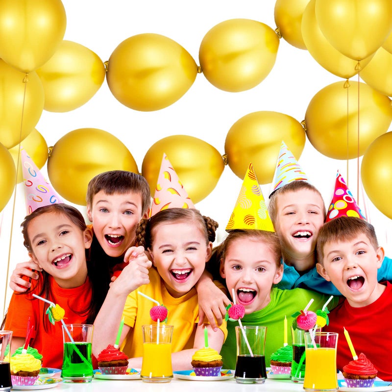 Skylety 80 Pcs Link Balloons Latex Needle Tail Balloons for Wall Arch Chains Birthday Wedding Anniversary Graduation Christmas Party Decorations(10 Inches,Gold) - Image 5