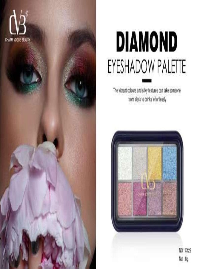 CVB C129 Diamond Eyeshadow Palette | Clear & Shining 8-Colors with High-Pigment Glitter & Shimmer Shades for Radiant Eye Makeup (Palette 02) - Image 5