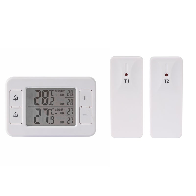 Generic Wireless Indoor Outdoor Thermometer with Alarm White