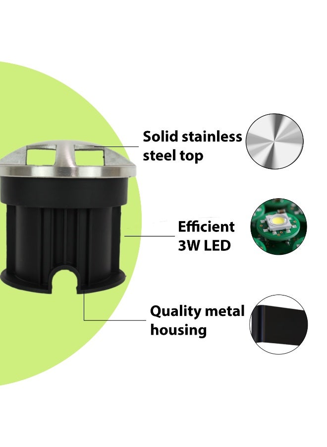 ALFRIDAY Recessed In-Ground Pathway Uplight | IP65 Stainless Trim – 4 Way Light - Image 2