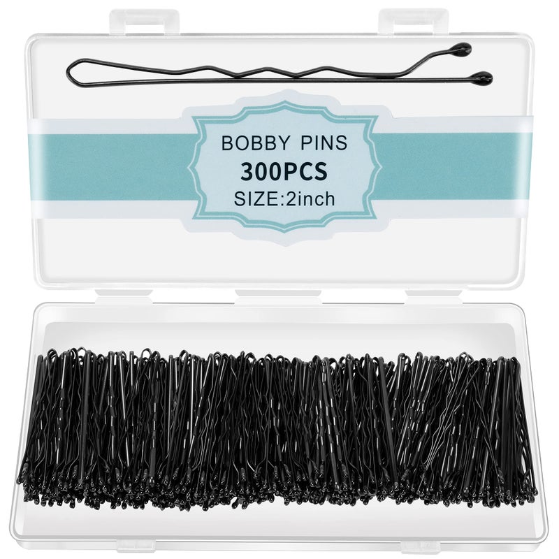 EWAGOA 300 Pcs Bobby Pins Black, Hair Pins for Women Girls and Kids, Invisible Wave Hair clips Bulk with Storage box, Pain-Free Hairpinsï¼ˆ2 Inch Blackï¼‰ - Image 1