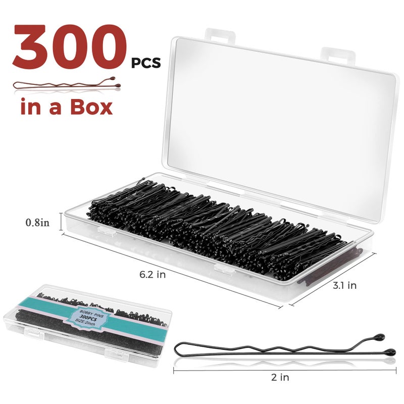 EWAGOA 300 Pcs Bobby Pins Black, Hair Pins for Women Girls and Kids, Invisible Wave Hair clips Bulk with Storage box, Pain-Free Hairpinsï¼ˆ2 Inch Blackï¼‰ - Image 2