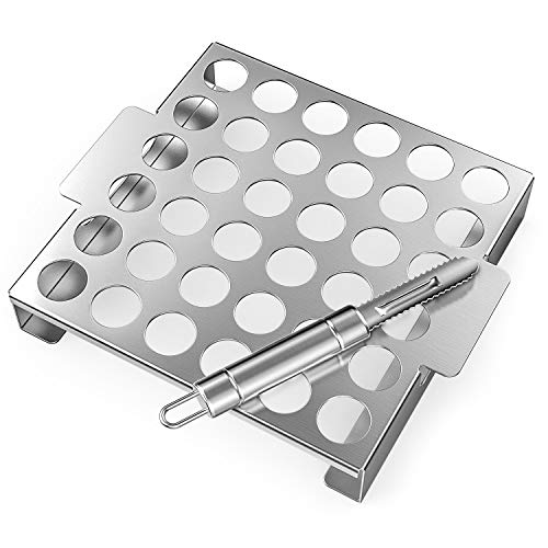 Skyflame Jalapeno Grill Rack with Handle and Chili Pepper Corer Tool - Large 36 Holes Capacity Stainless Steel Drumstick Chicken Wings Roaster for BBQ Smoker and Oven - Image 5