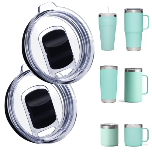 OENUASG 2 Pack Tumbler Lid for YETI, Replacement Lids Compatible for YETI 20 Tumbler, 16 oz Pints, 10/24 oz Mug and 10 oz Lowball, Travel Spill Proof Cup Lids Covers with Magnetic Slider Switch, BPA Free - Image 1