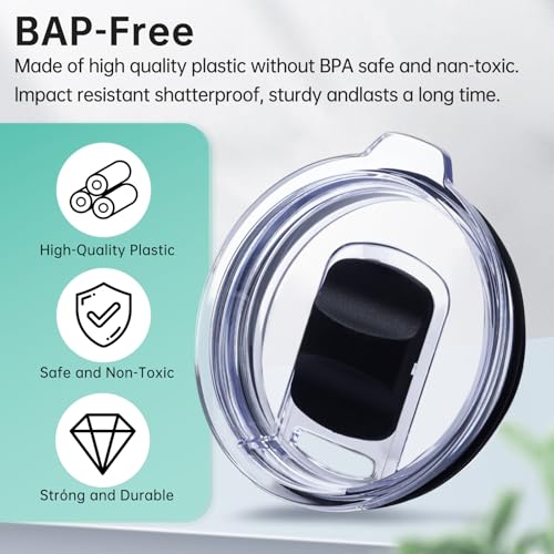 OENUASG 2 Pack Tumbler Lid for YETI, Replacement Lids Compatible for YETI 20 Tumbler, 16 oz Pints, 10/24 oz Mug and 10 oz Lowball, Travel Spill Proof Cup Lids Covers with Magnetic Slider Switch, BPA Free - Image 4
