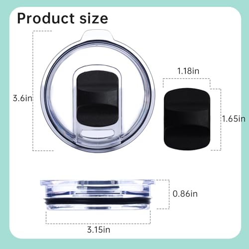 OENUASG 2 Pack Tumbler Lid for YETI, Replacement Lids Compatible for YETI 20 Tumbler, 16 oz Pints, 10/24 oz Mug and 10 oz Lowball, Travel Spill Proof Cup Lids Covers with Magnetic Slider Switch, BPA Free - Image 2