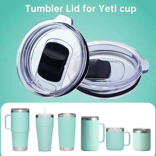 OENUASG 2 Pack Tumbler Lid for YETI, Replacement Lids Compatible for YETI 20 Tumbler, 16 oz Pints, 10/24 oz Mug and 10 oz Lowball, Travel Spill Proof Cup Lids Covers with Magnetic Slider Switch, BPA Free - Image 3