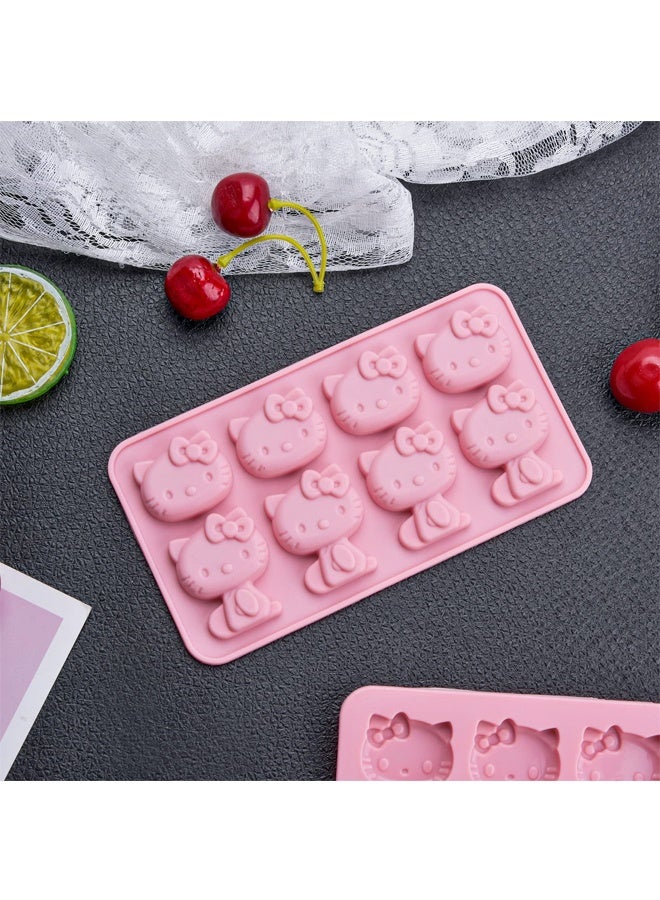 Hello Kitty 2 Pack Hello Kitty Silicone molds, Small ice mold, Chocolate tray for Sugarcraft, Birthday Cake Decoration, Gum paste Icing, Candy Chocolate Cupcake Topper Decorating and DIY Baking Tools - Image 5