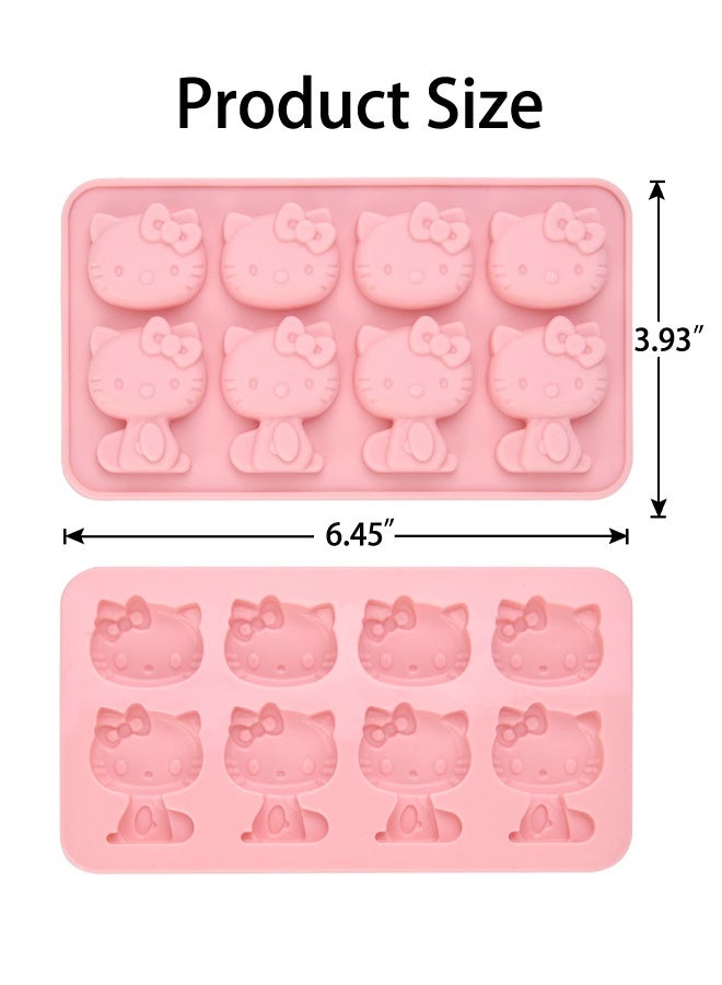 Hello Kitty 2 Pack Hello Kitty Silicone molds, Small ice mold, Chocolate tray for Sugarcraft, Birthday Cake Decoration, Gum paste Icing, Candy Chocolate Cupcake Topper Decorating and DIY Baking Tools - Image 2